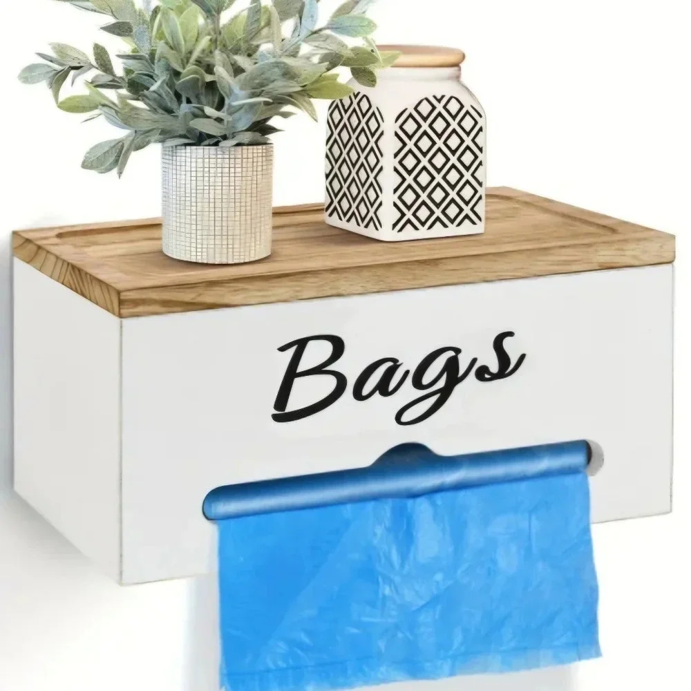 🆕🆕Wooden Bag Holder w/ Hinged Lid & Wall Mount - NEW IN BOX